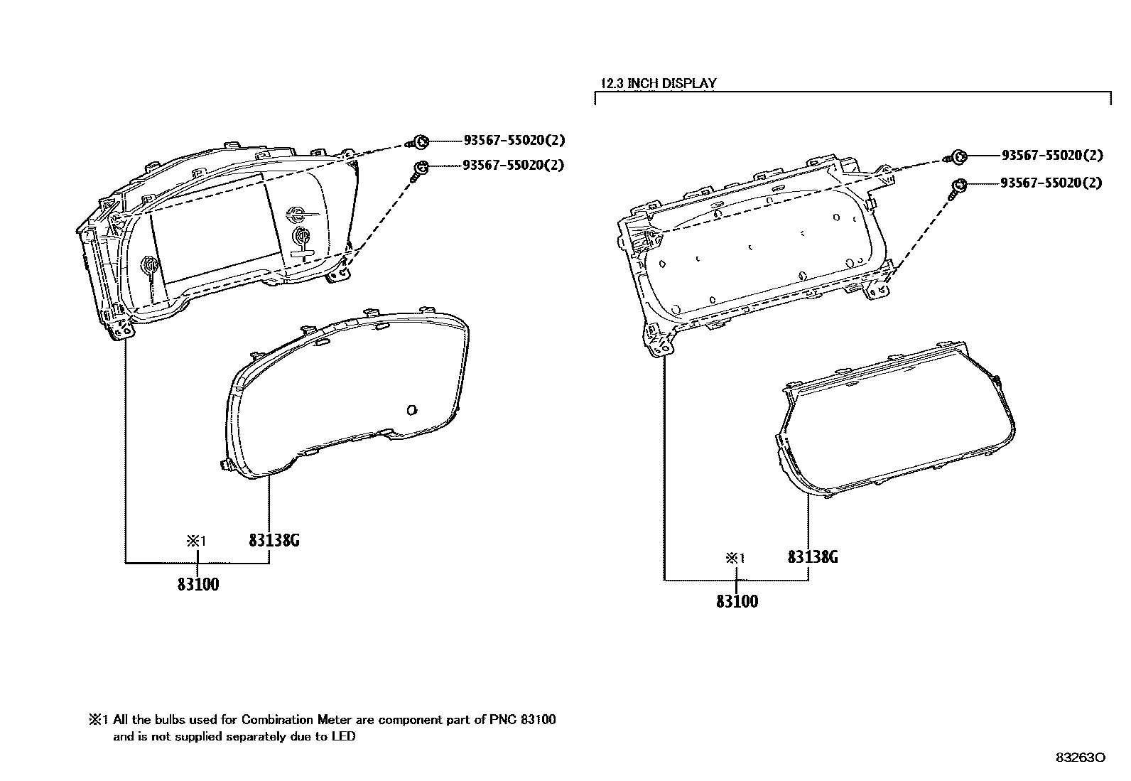 Toyota COROLLA 仪表 EPC diagram — 83263O