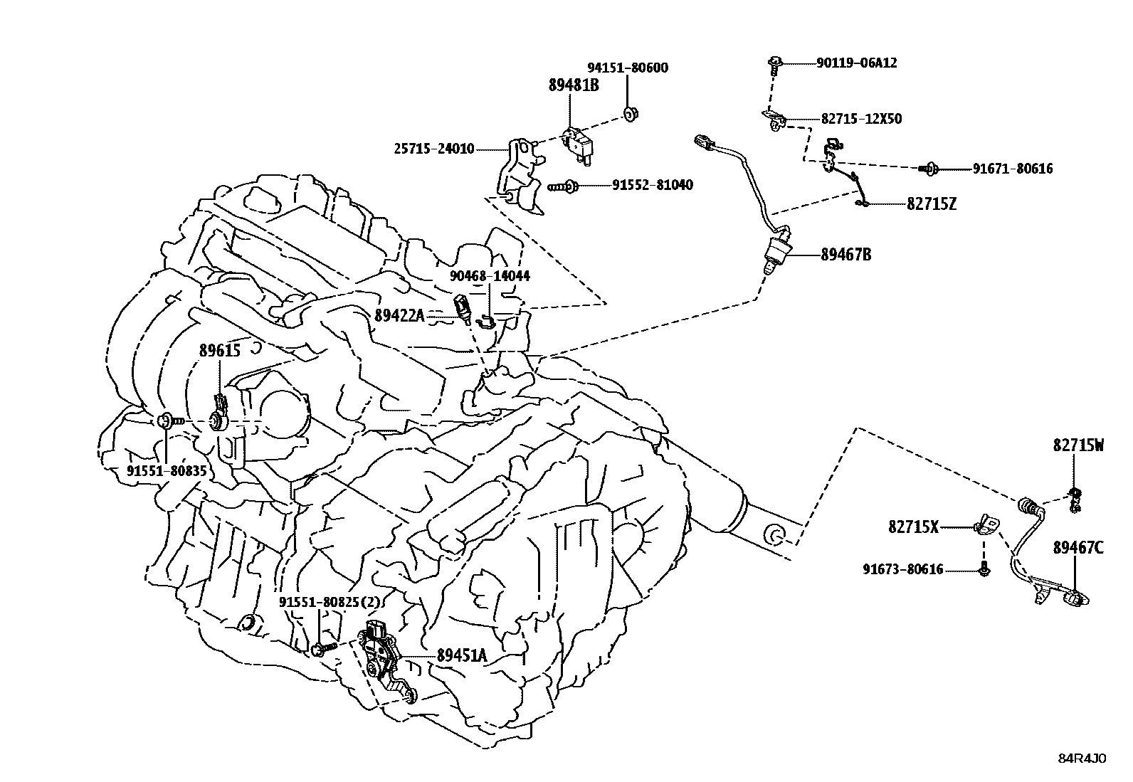 Toyota COROLLA 开关和继电器和ECU EPC diagram — 84R4J0