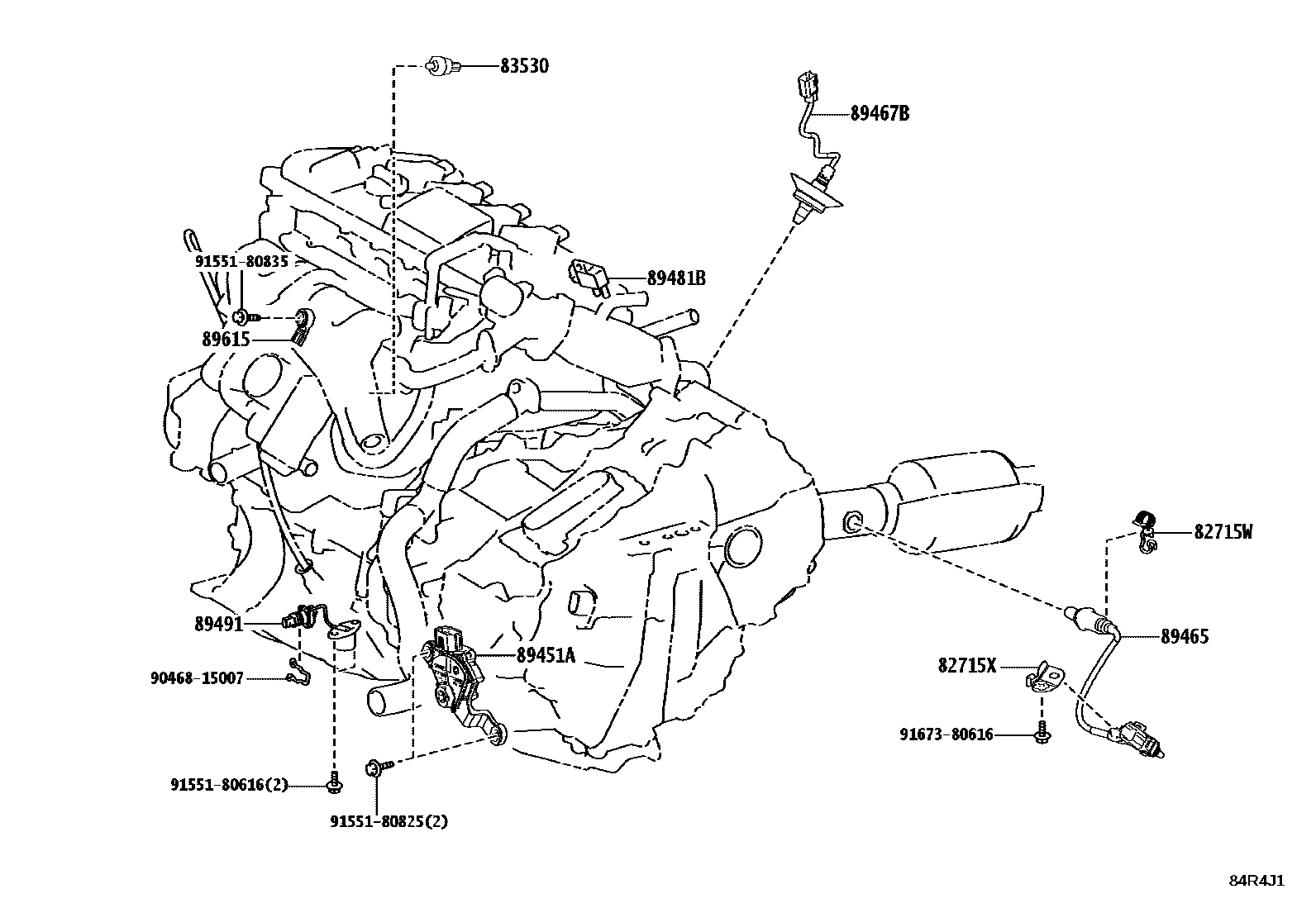 Toyota COROLLA 开关和继电器和ECU EPC diagram — 84R4J1
