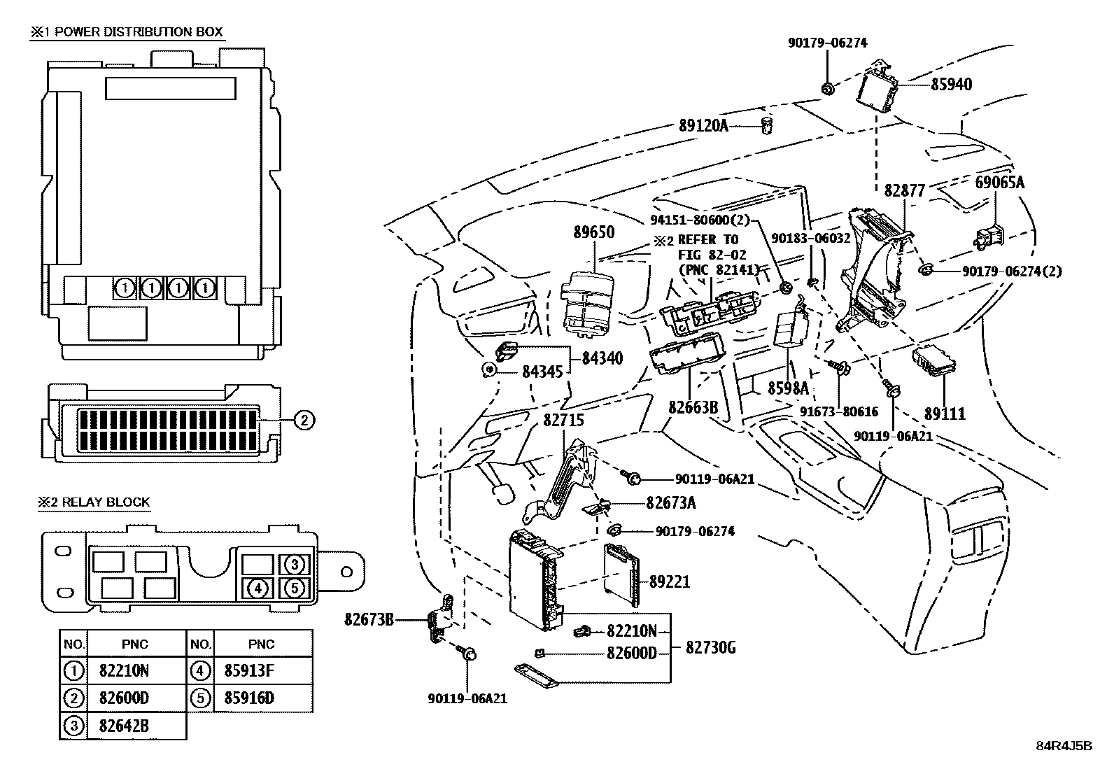Toyota COROLLA 开关和继电器和ECU EPC diagram — 84R4J5B