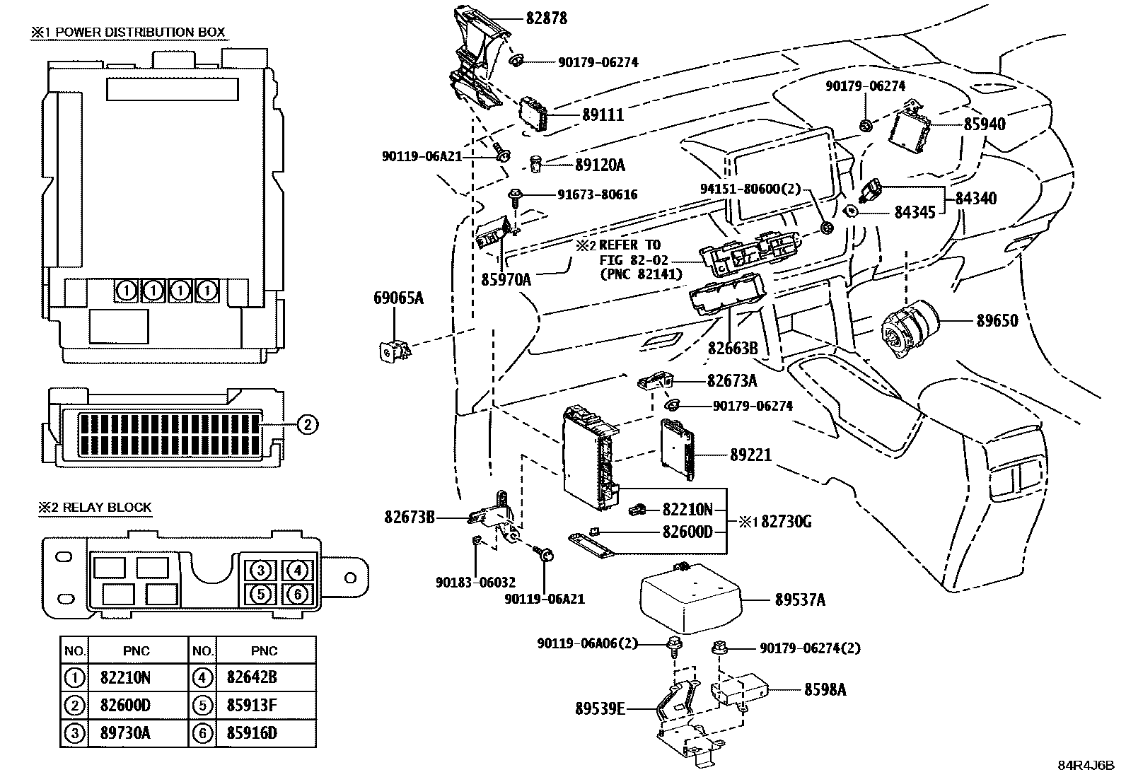Toyota COROLLA 开关和继电器和ECU EPC diagram — 84R4J6B