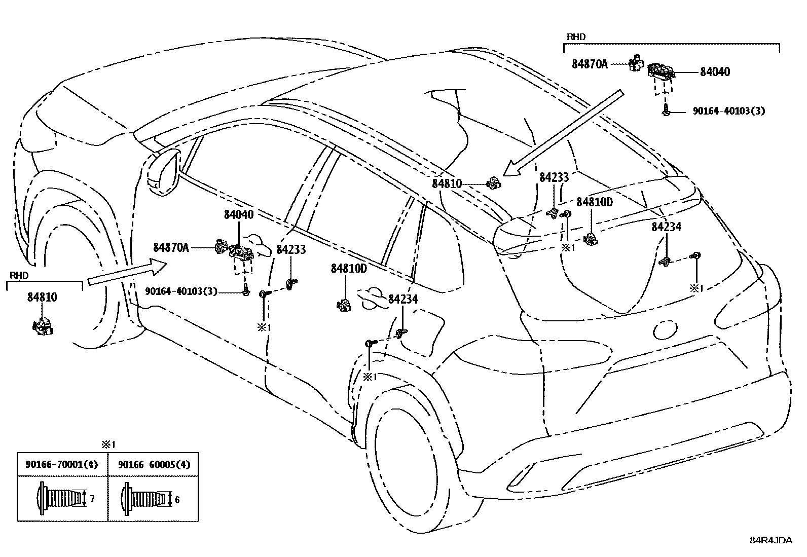Toyota COROLLA 开关和继电器和ECU EPC diagram — 84R4JDA