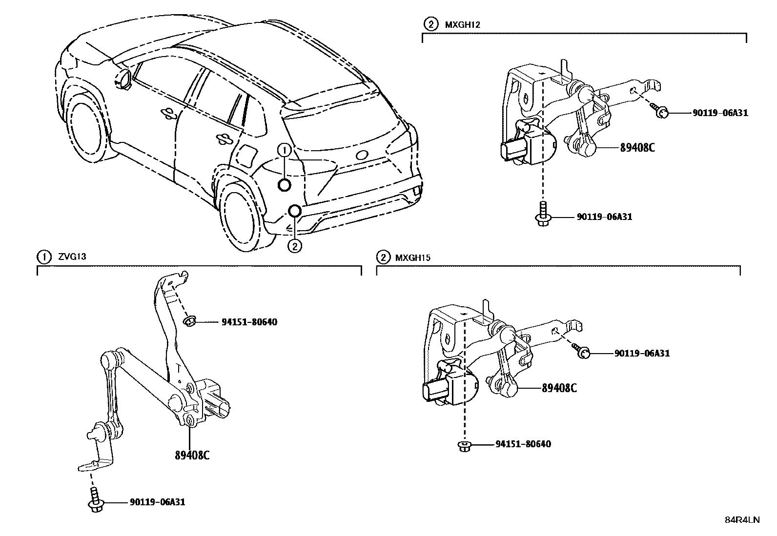 Toyota COROLLA 电子高度控制 EPC diagram — 84R4LN