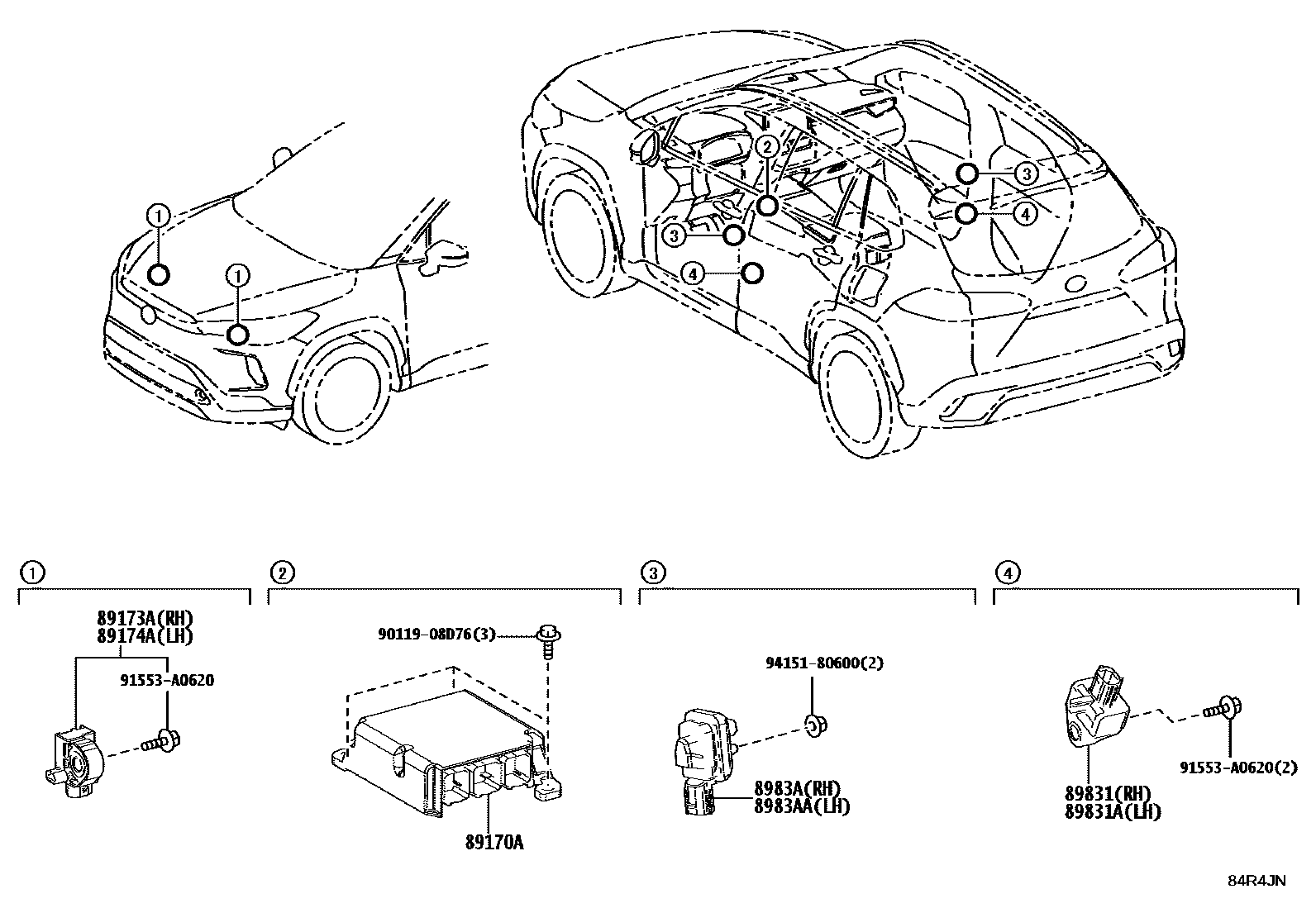 Toyota COROLLA 空气囊 EPC diagram — 84R4JN