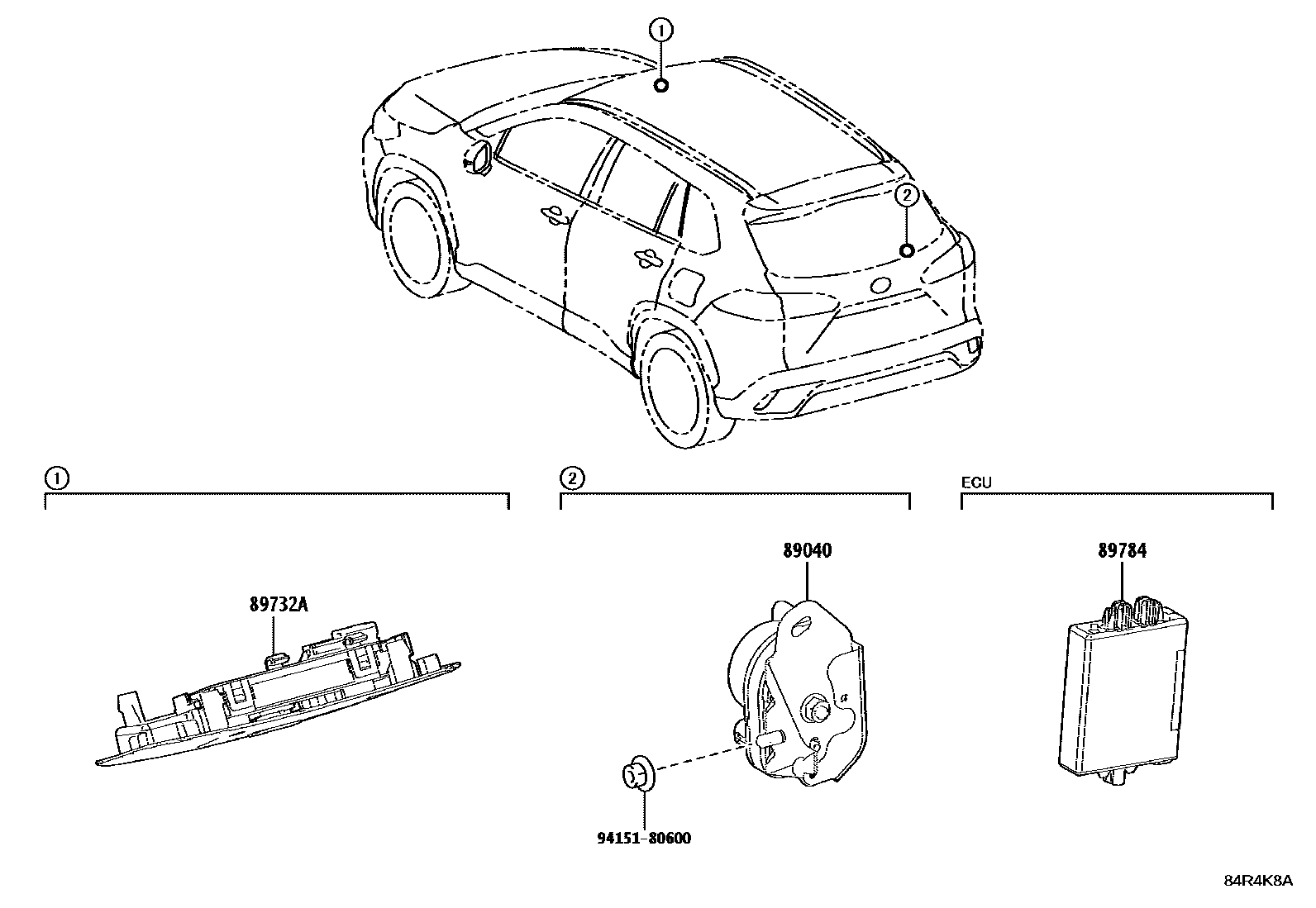 Toyota COROLLA 防盗装置 EPC diagram — 84R4K8A