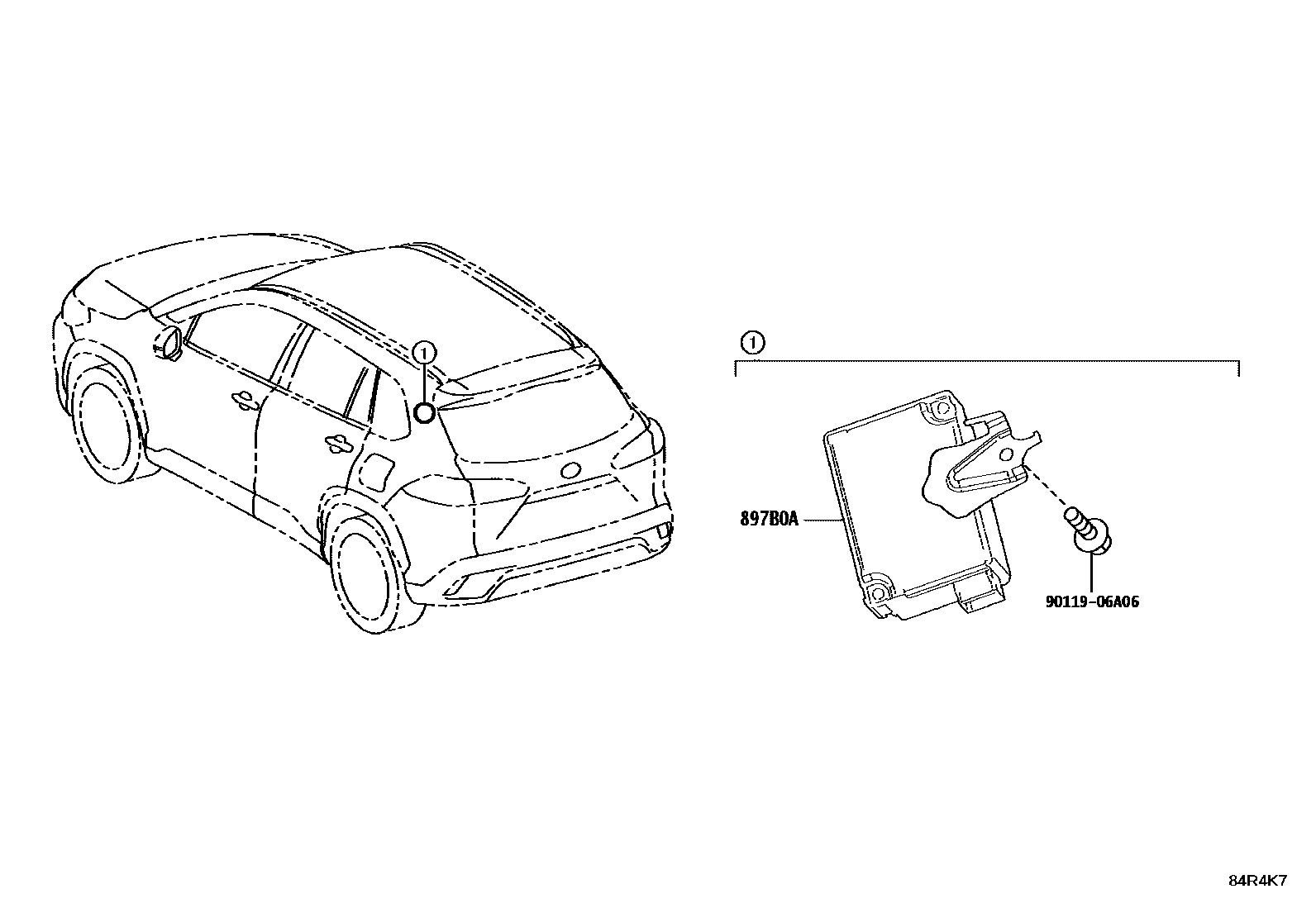 Toyota COROLLA 轮胎压力警告系统 EPC diagram — 84R4K7