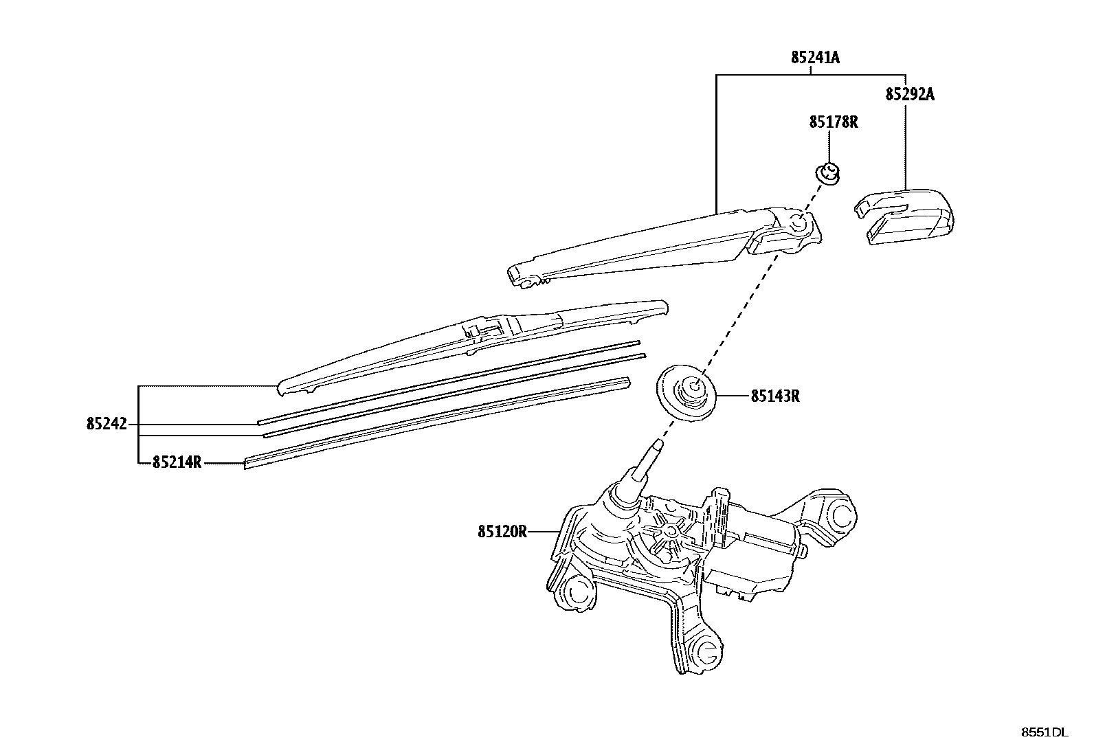 Toyota COROLLA 后刮水器 EPC diagram — 8551DL