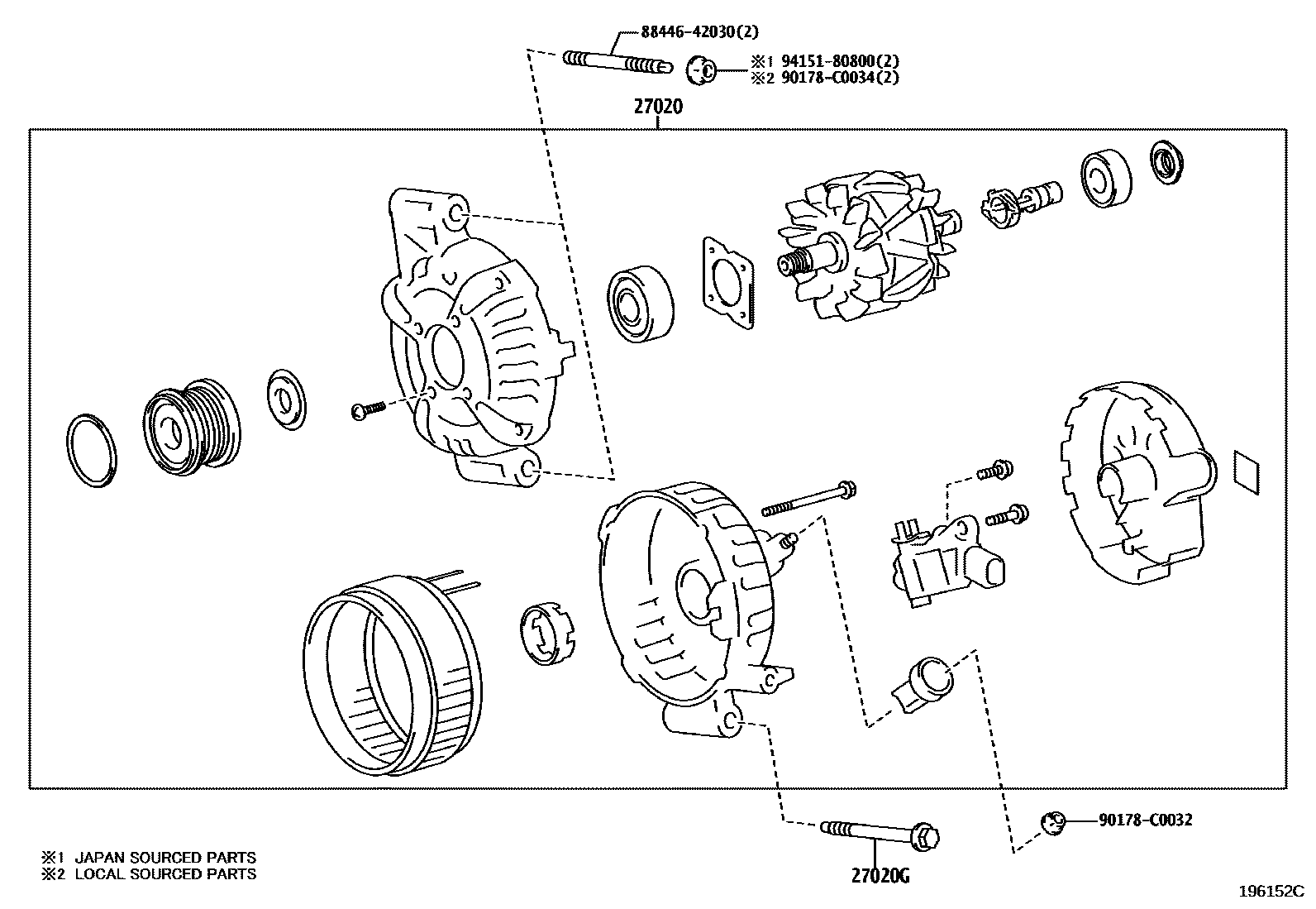 Toyota COROLLA Alternator EPC diagram — 196152C