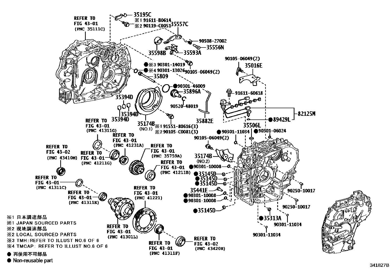 Toyota COROLLA 传动桥总成(CVT) EPC diagram — 341827B