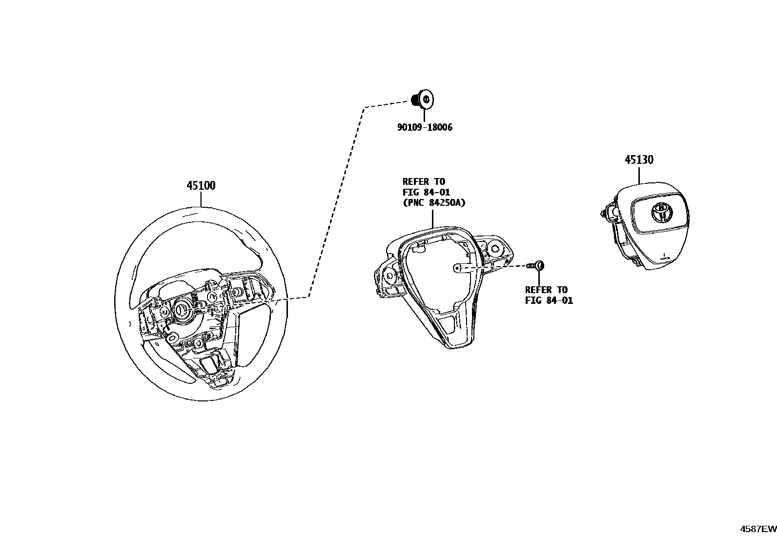 Toyota COROLLA Steering Wheel EPC diagram — 4587EW