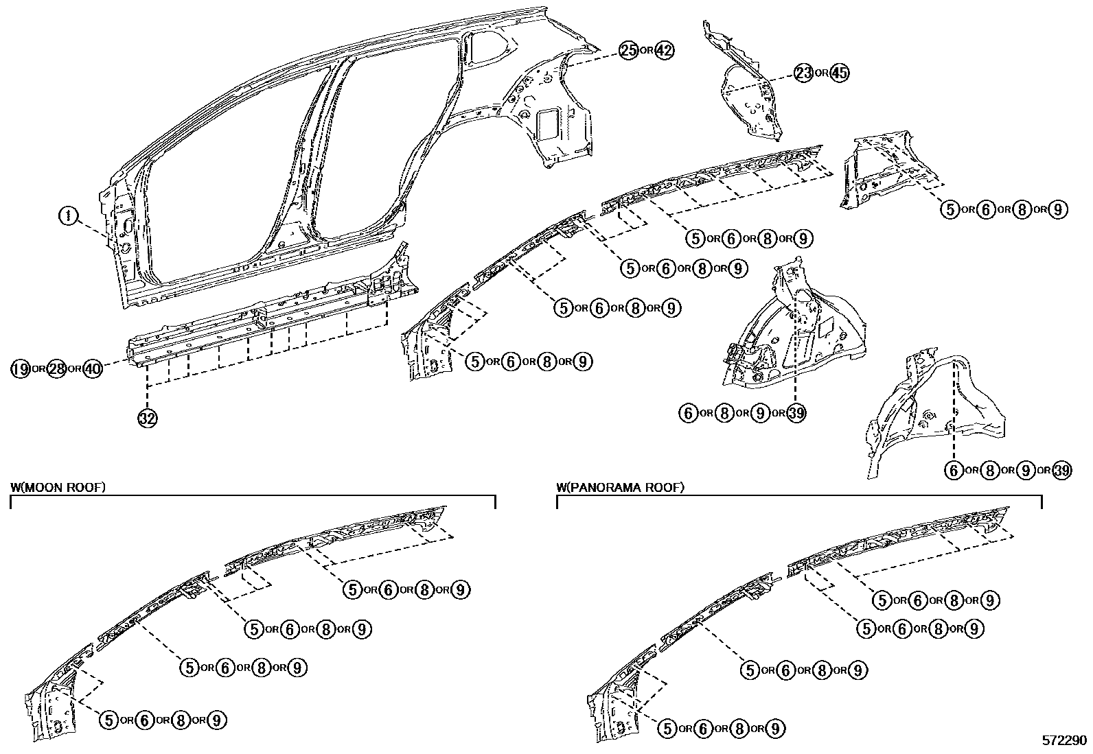Toyota COROLLA hole plug EPC diagram — 572290