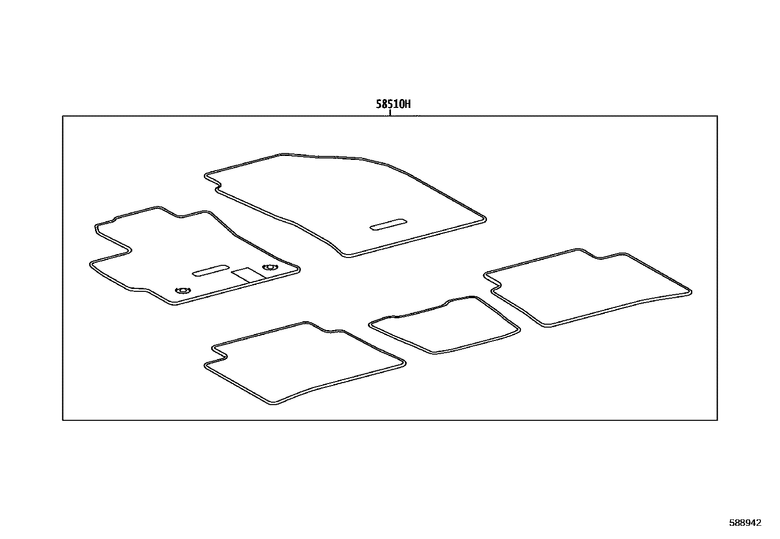 Toyota COROLLA 地板垫和地毯 EPC diagram — 588942