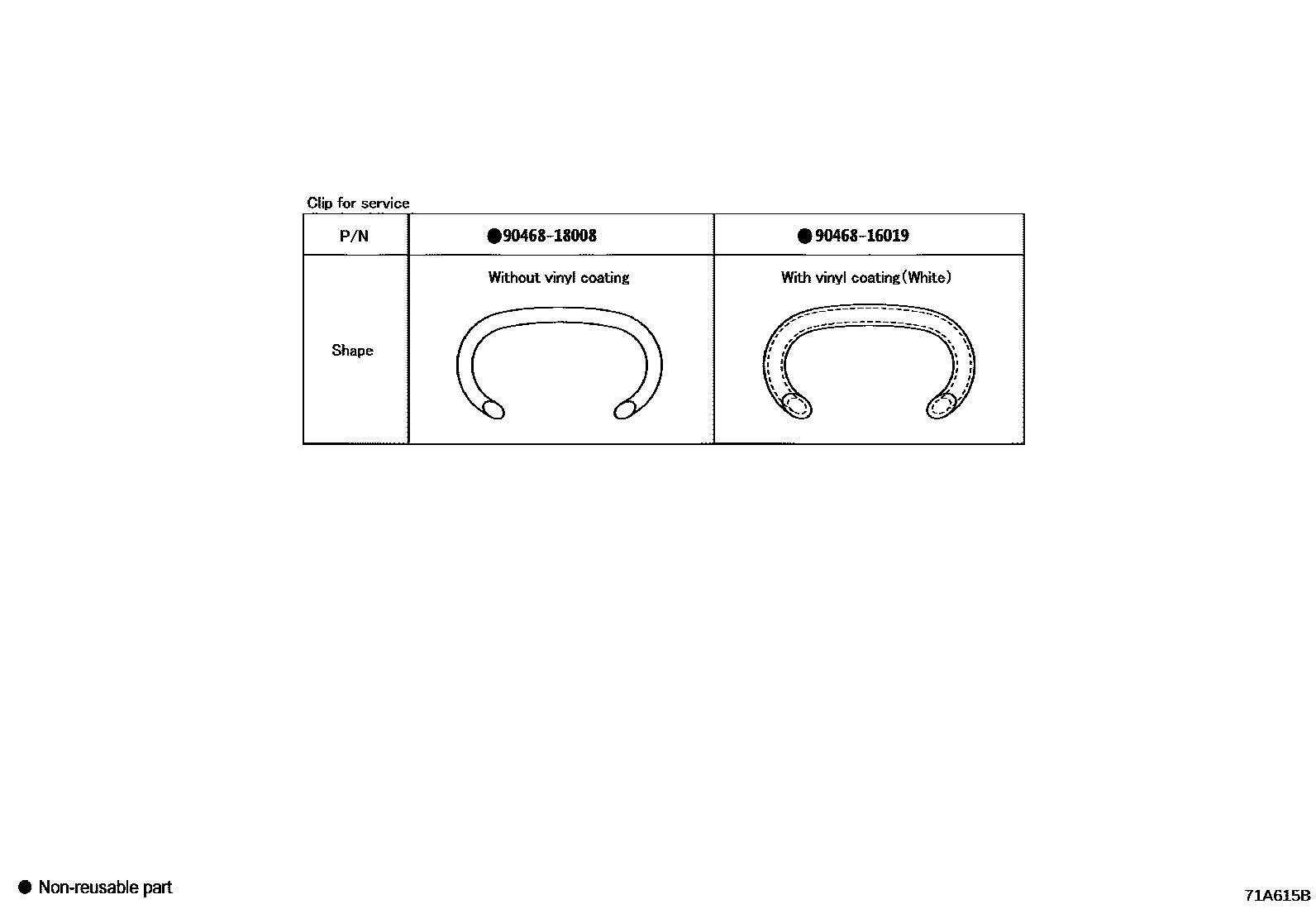 Toyota COROLLA 后排座椅和座椅滑轨 EPC diagram — 71A615B