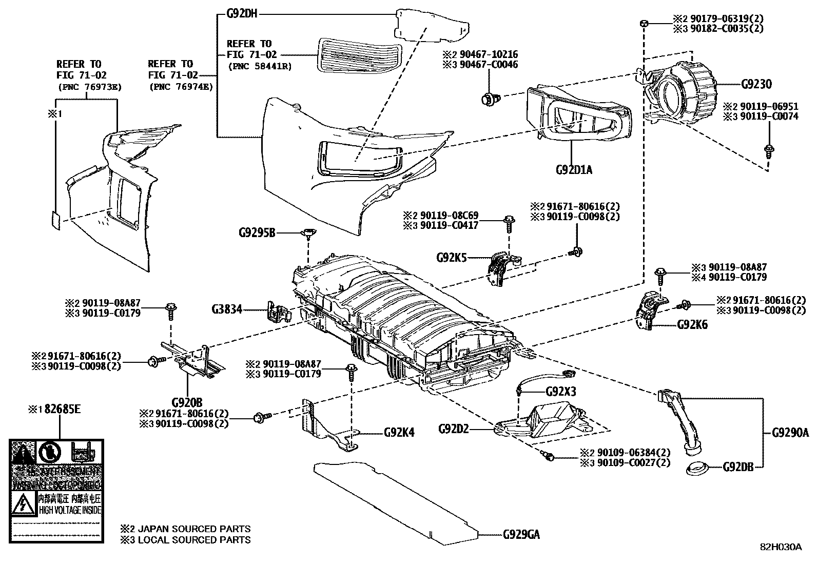 Toyota COROLLA 蓄电池和蓄电池电缆 EPC diagram — 82H030A