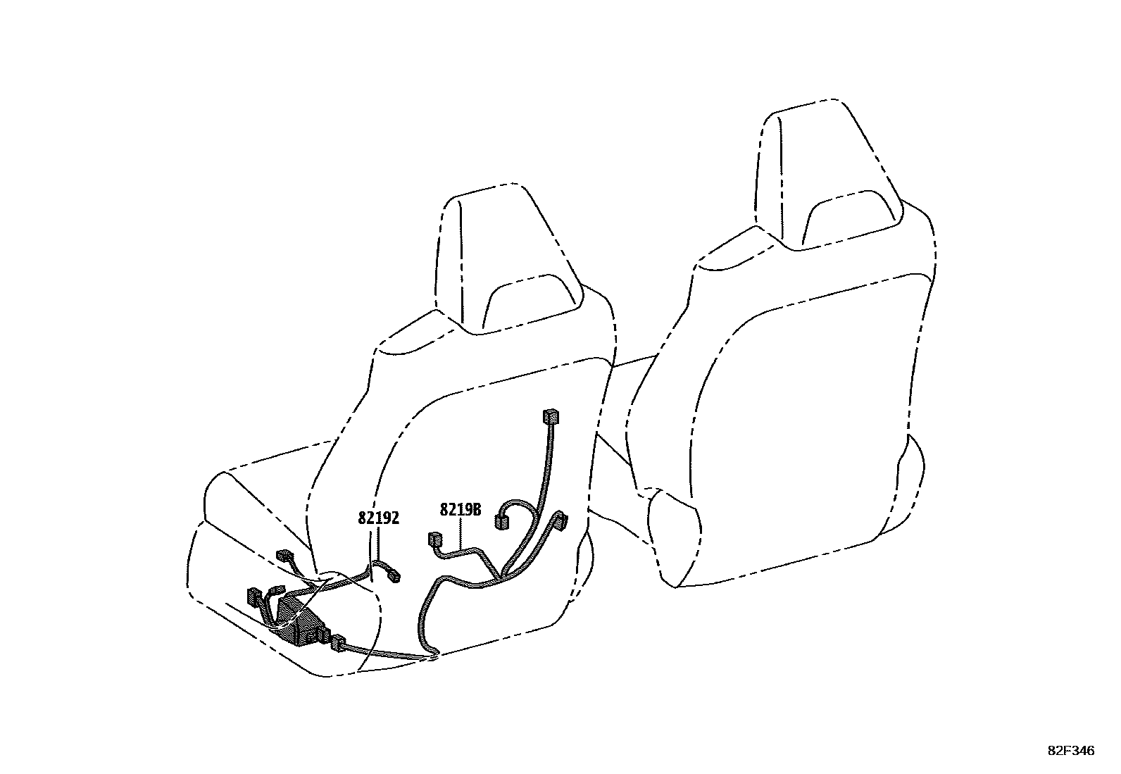 Toyota COROLLA 线束和卡夹 EPC diagram — 82F346