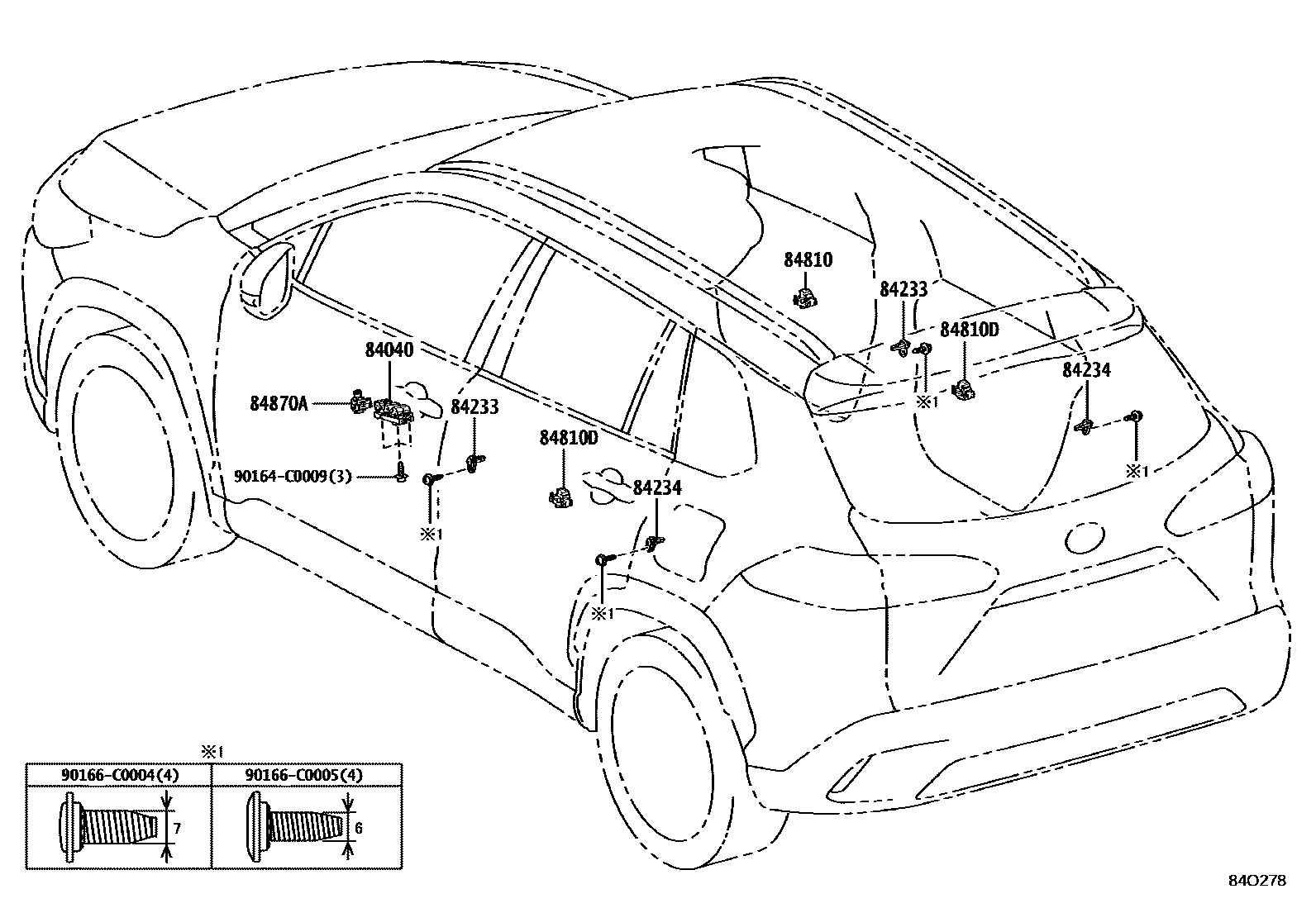 Toyota COROLLA 开关和继电器和ECU EPC diagram — 84O278