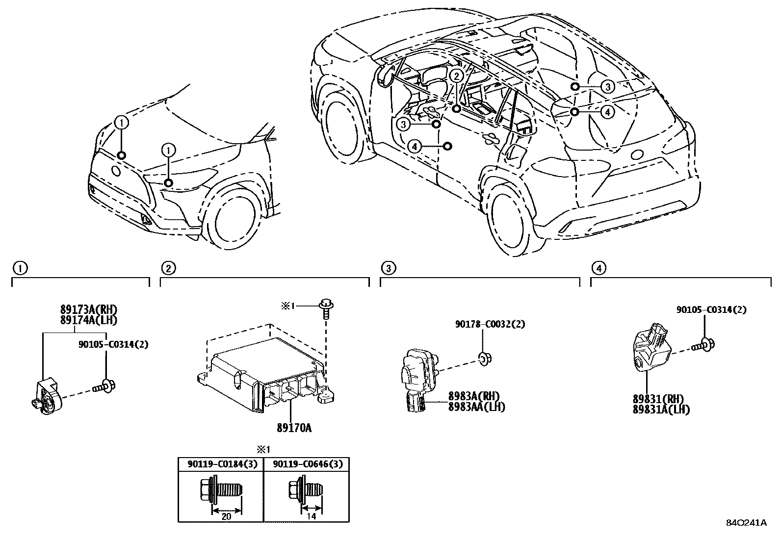 Toyota COROLLA 空气囊 EPC diagram — 84O241A