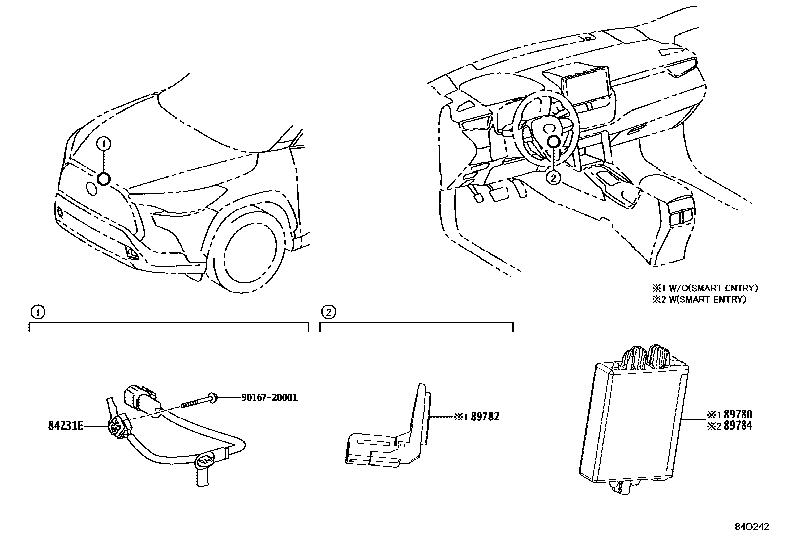 Toyota COROLLA 防盗装置 EPC diagram — 84O242