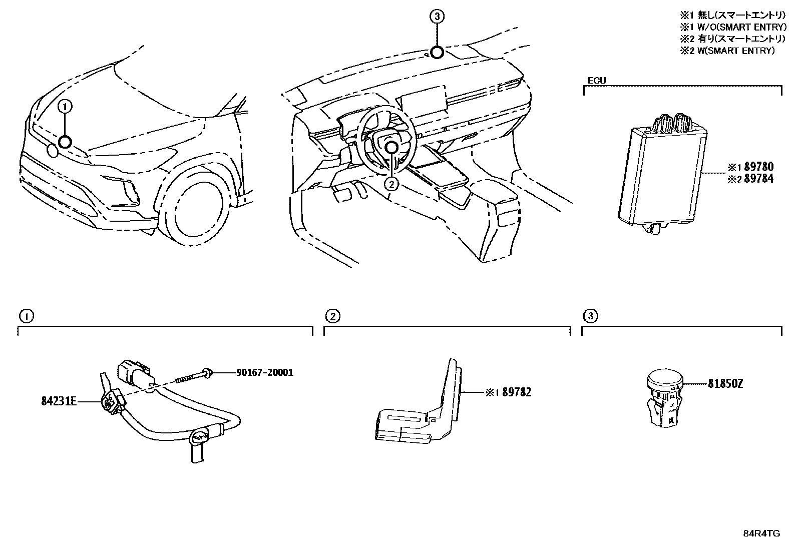 Toyota COROLLA 防盗装置 EPC diagram — 84R4TG