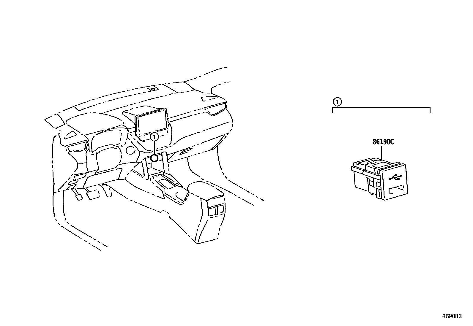 Toyota COROLLA 收音机、放大器和冷凝器 EPC diagram — 869083