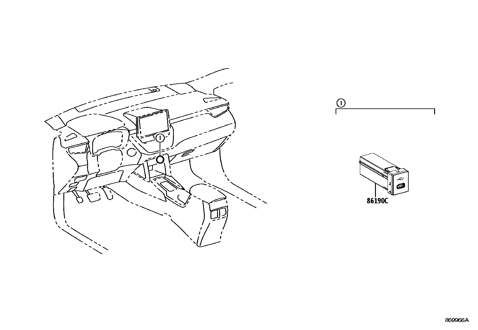 Toyota COROLLA 收音机、放大器和冷凝器 EPC diagram — 869966A