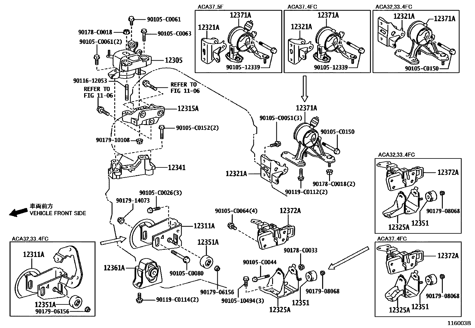 Toyota RAV4 Engine Mounting EPC diagram — 116003B