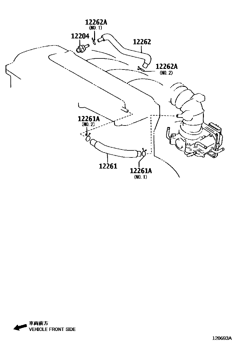Toyota RAV4 Ventilation Hose EPC diagram — 120693A
