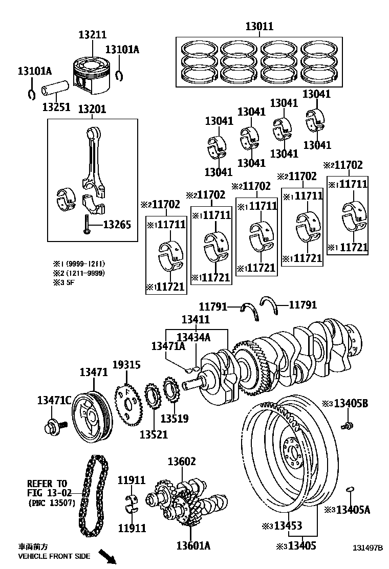 Toyota RAV4 Crankshaft & Piston EPC diagram — 131497B
