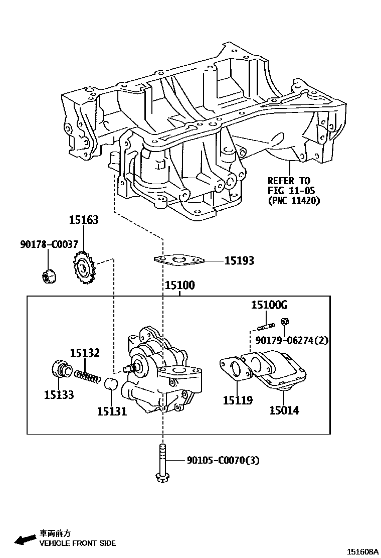 Toyota RAV4 Engine Oil Pump EPC diagram — 151608A