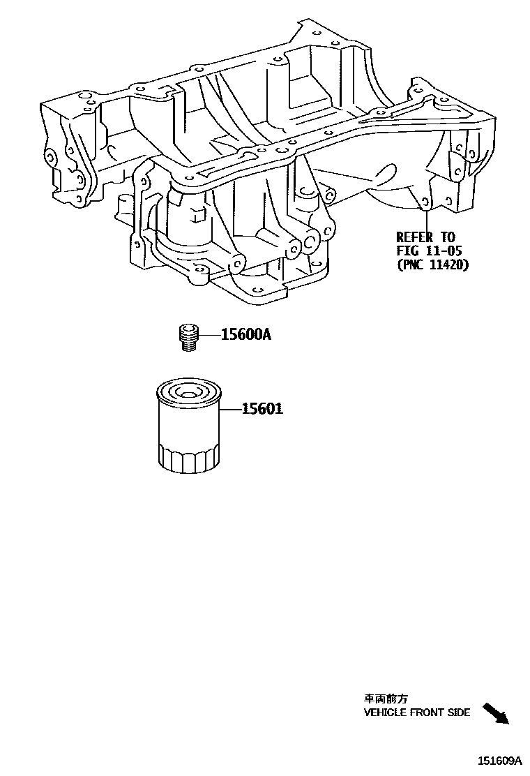 Toyota RAV4 Oil Filter EPC diagram — 151609A