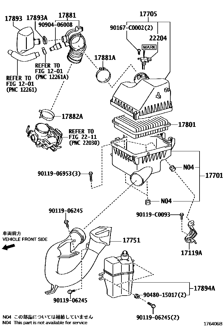 Toyota RAV4 Air Cleaner EPC diagram — 176406B