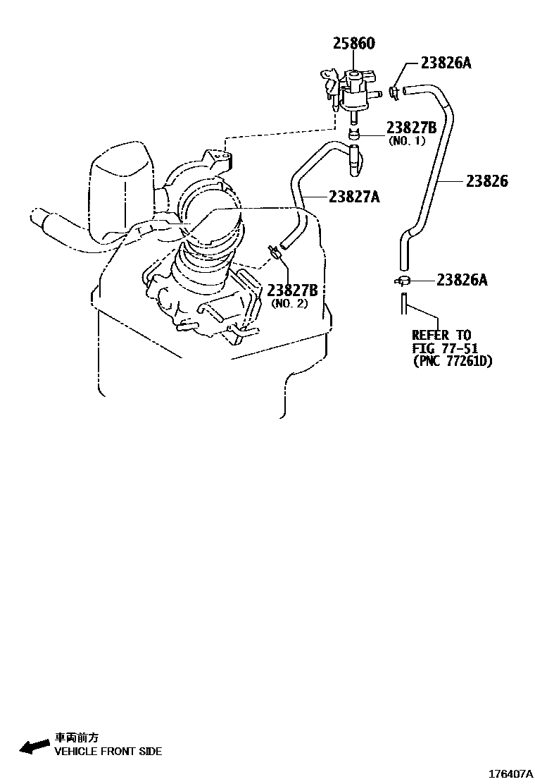 Toyota RAV4 vacuum tube EPC diagram — 176407A
