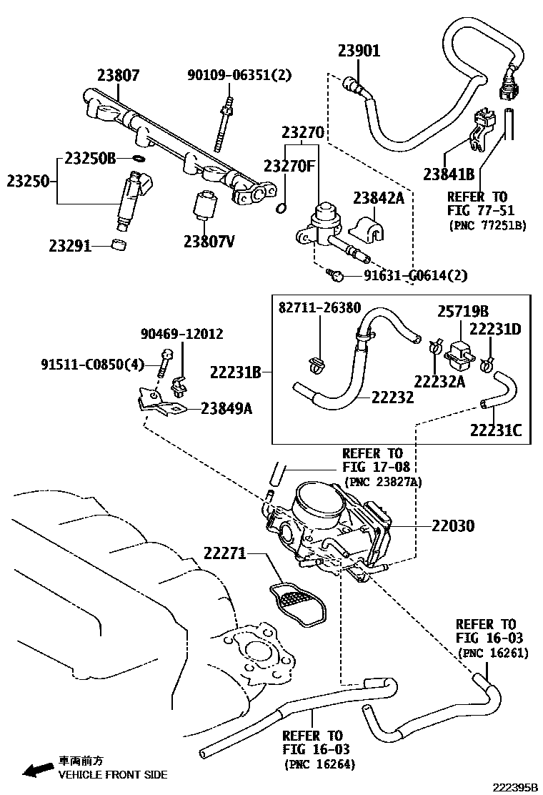 Toyota RAV4 燃油喷射系统 EPC diagram — 222395B
