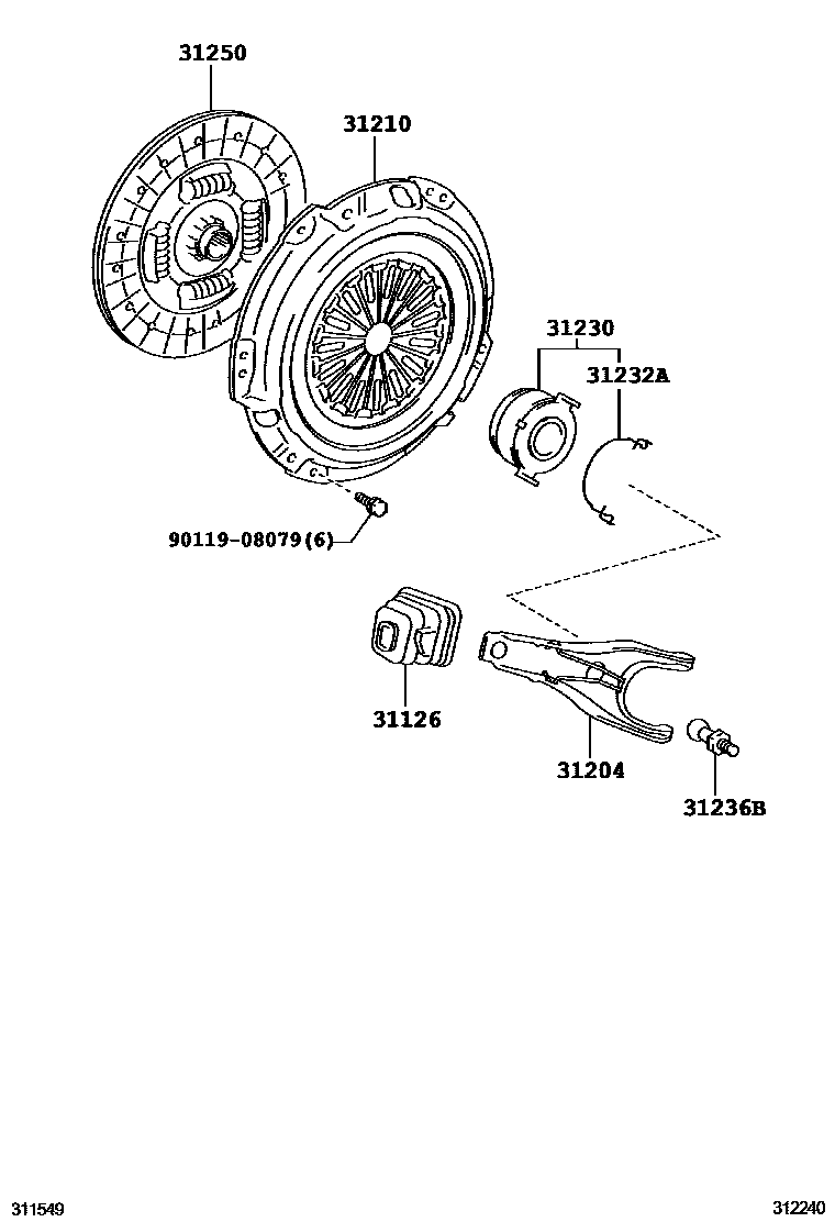 Toyota RAV4 离合器和分离叉 EPC diagram — 312240