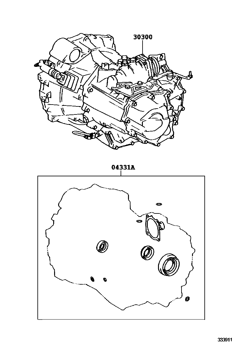 Toyota RAV4 传动桥或变速器总成和衬垫组件(MTM) EPC diagram — 333911