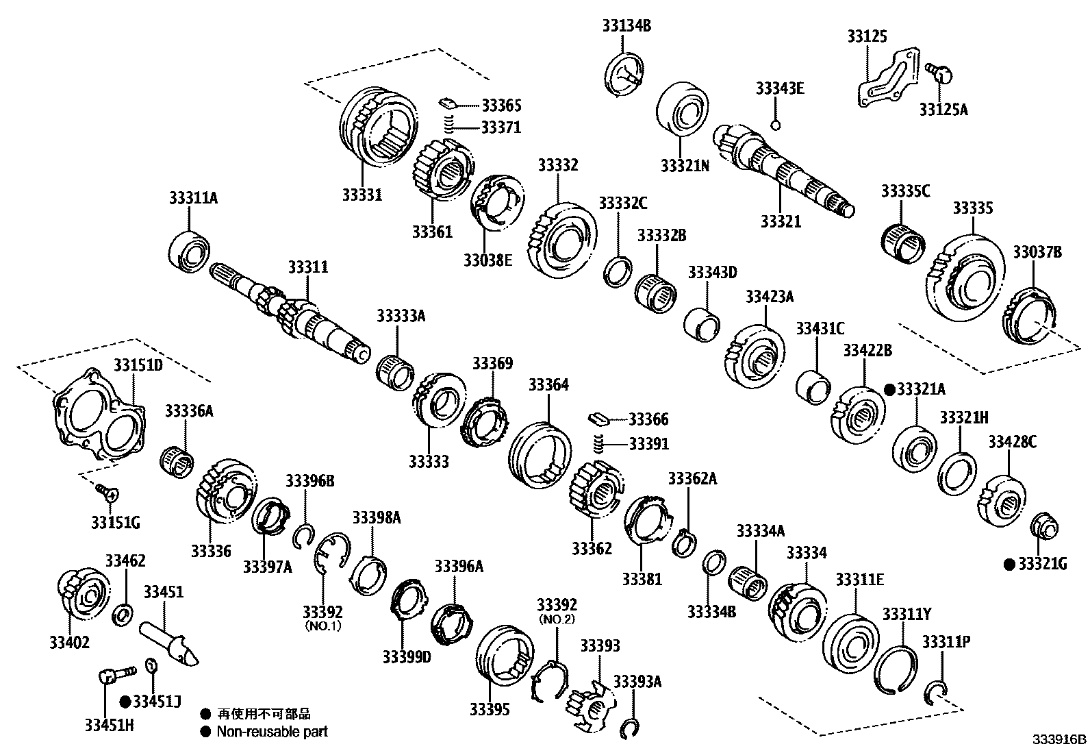 Toyota RAV4 变速器齿轮(MTM) EPC diagram — 333916B