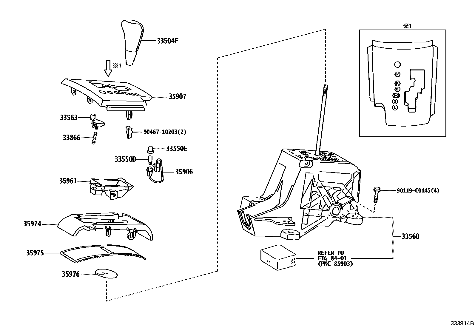 Toyota RAV4 Shift Lever & Retainer EPC diagram — 333914B