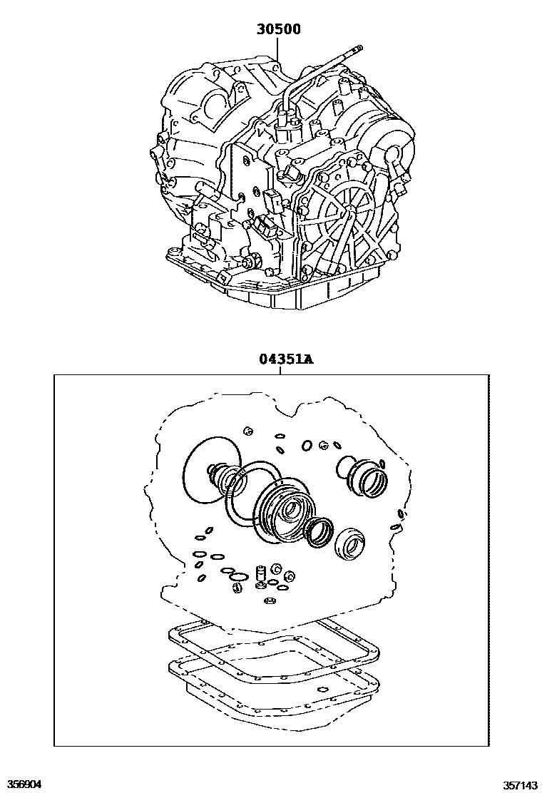 Toyota RAV4 传动桥或变速器总成和衬垫组件(ATM) EPC diagram — 357143