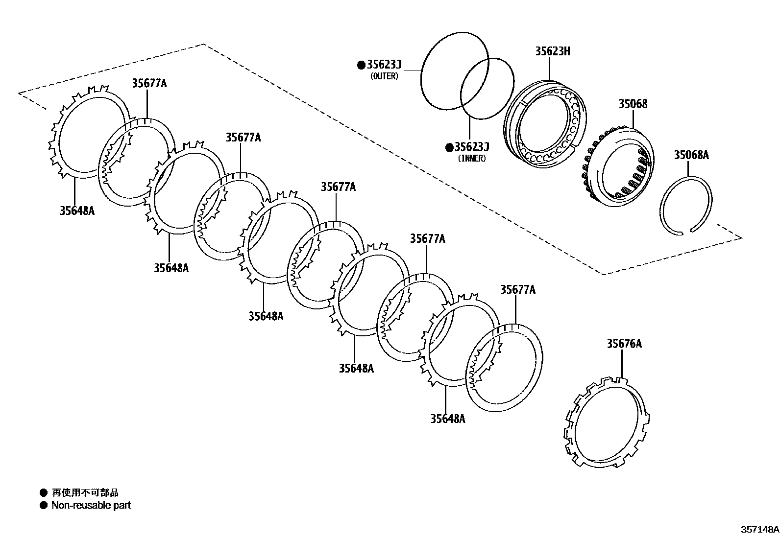 Toyota RAV4 3号制动器、一档和倒档制动器(ATM) EPC diagram — 357148A