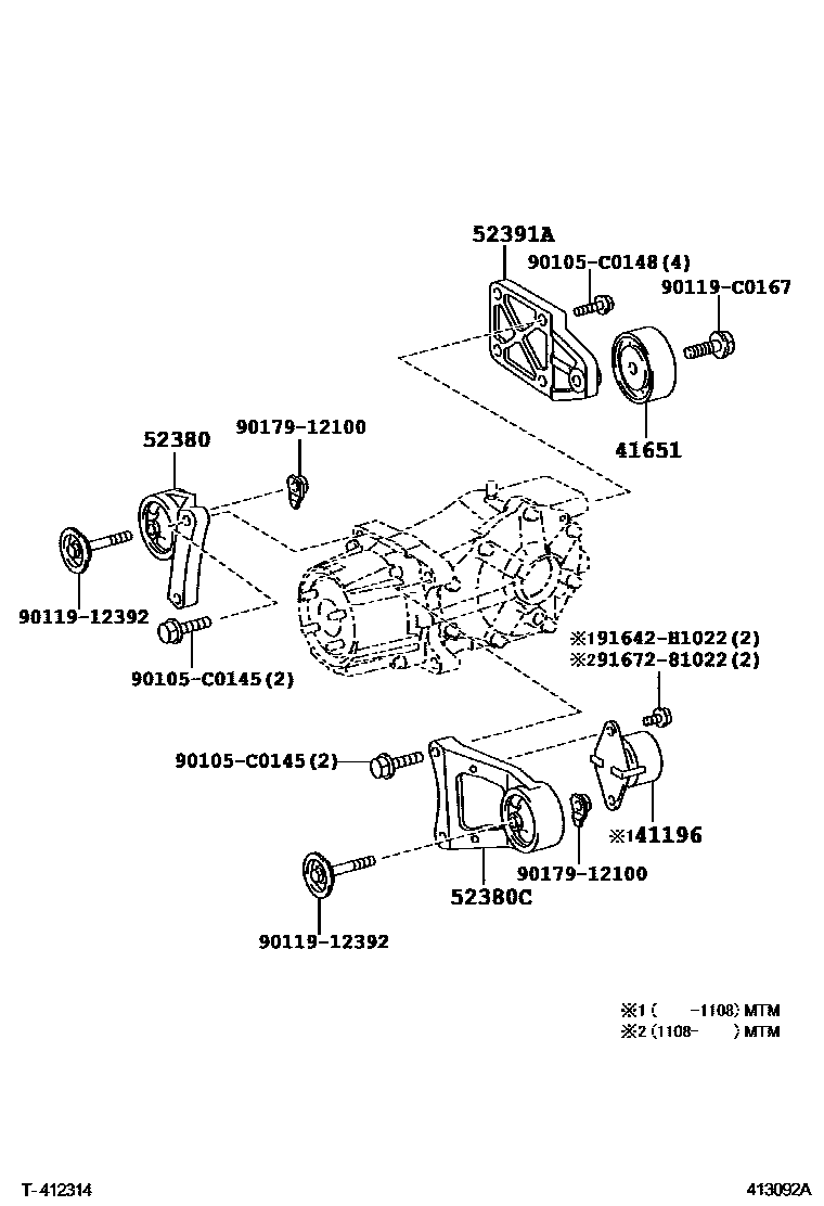 Toyota RAV4 后桥壳和差速器 EPC diagram — 413092A
