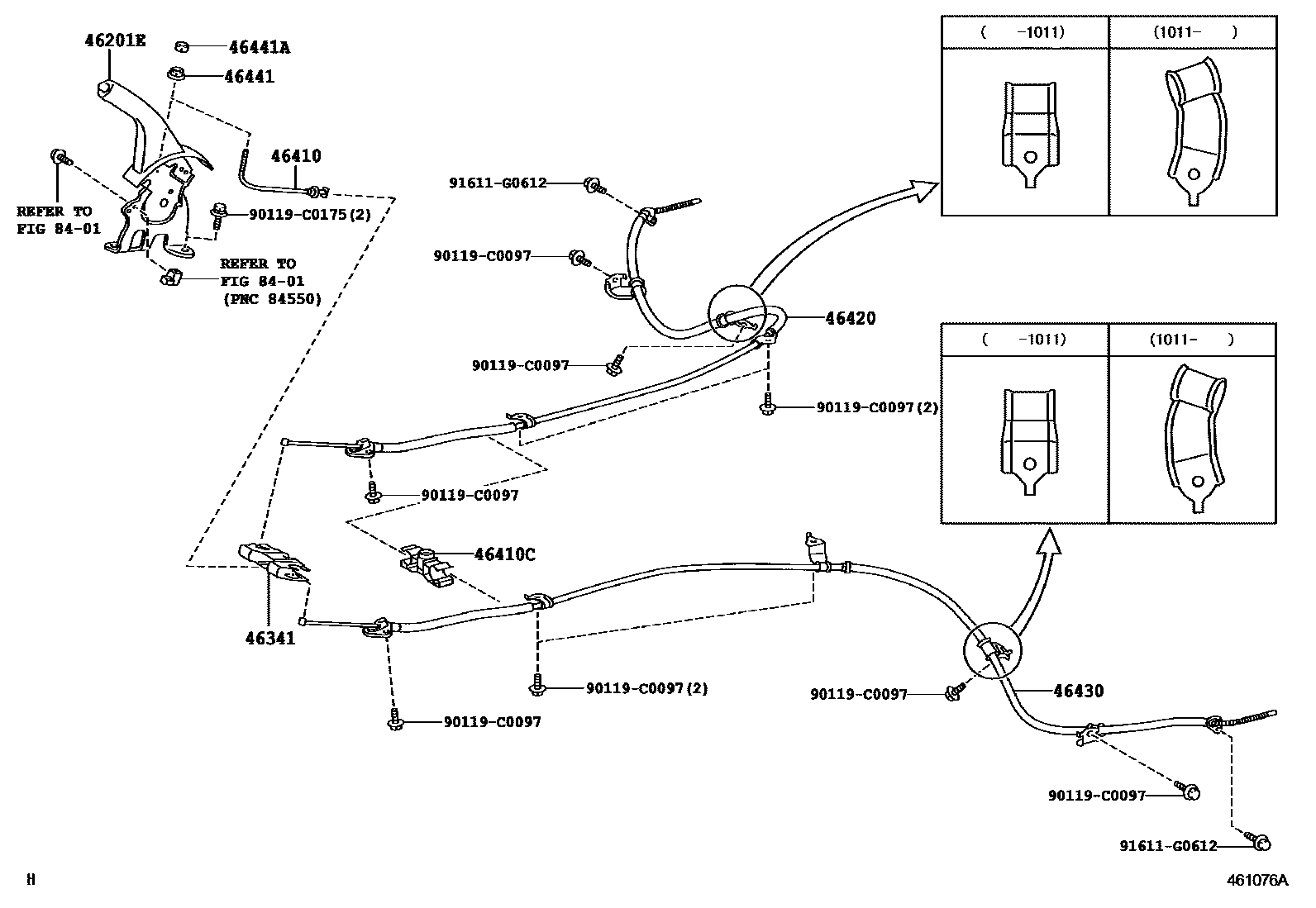 Toyota RAV4 Parking Brake & Cable EPC diagram — 461076A