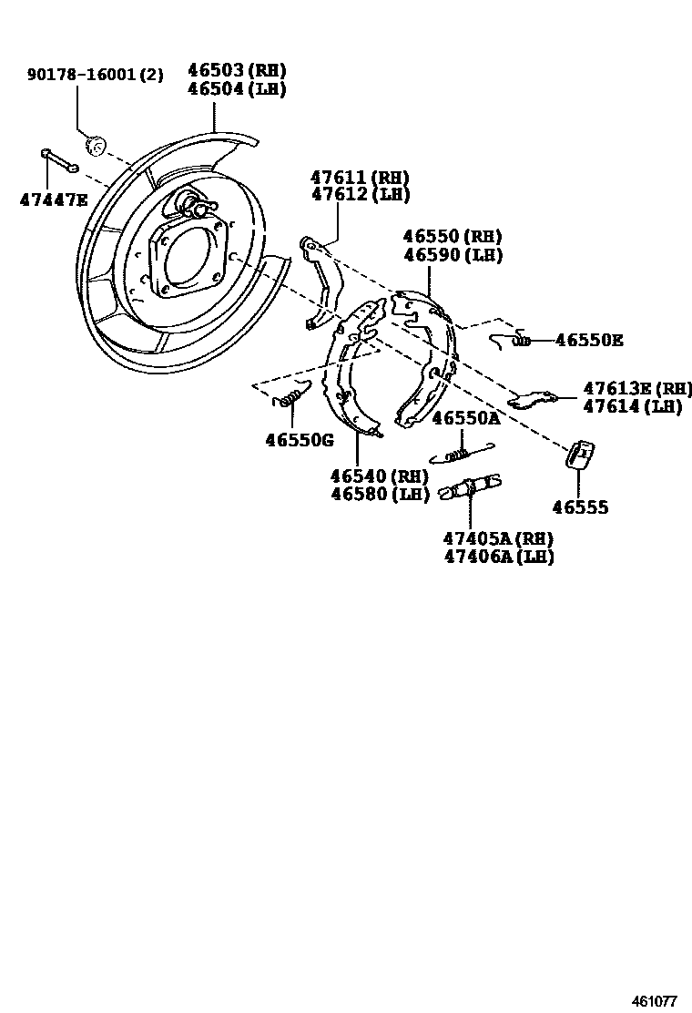 Toyota RAV4 Parking Brake & Cable EPC diagram — 461077