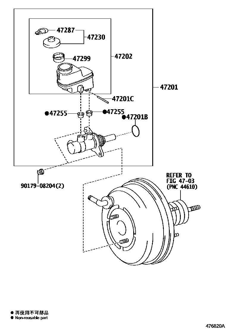 Toyota RAV4 制动总泵 EPC diagram — 476820A