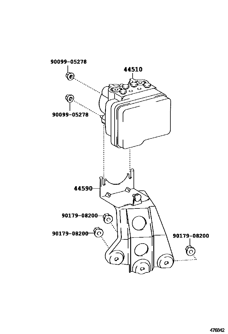 Toyota RAV4 制动配管和卡箍 EPC diagram — 476842