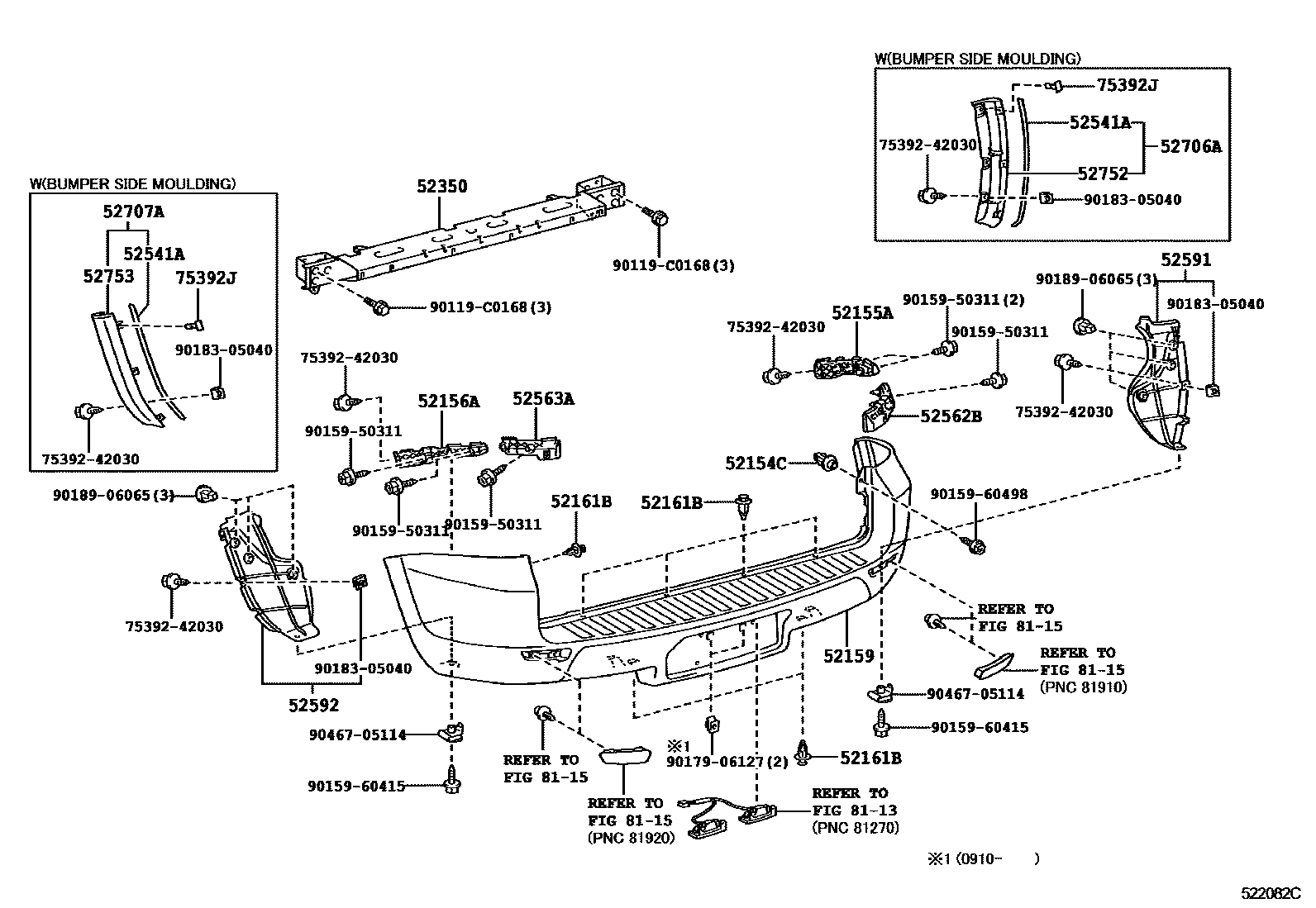 Toyota RAV4 后保险杠及附件 EPC diagram — 522082C