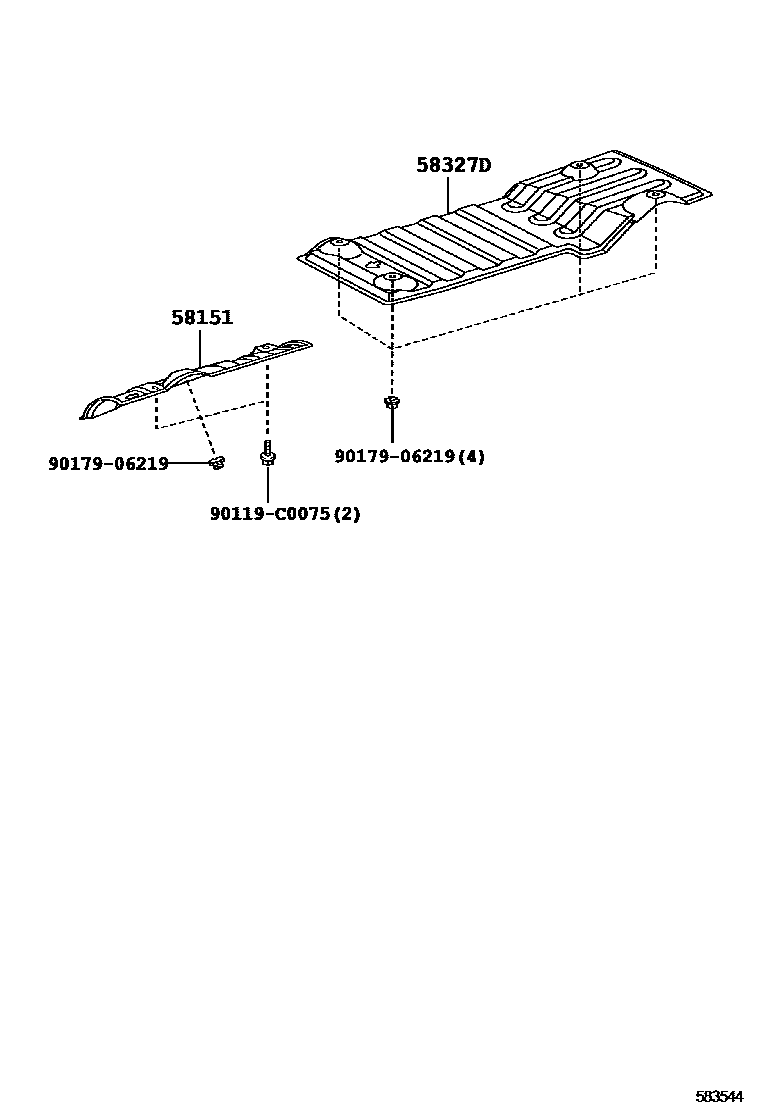 Toyota RAV4 地板隔热垫 EPC diagram — 583544