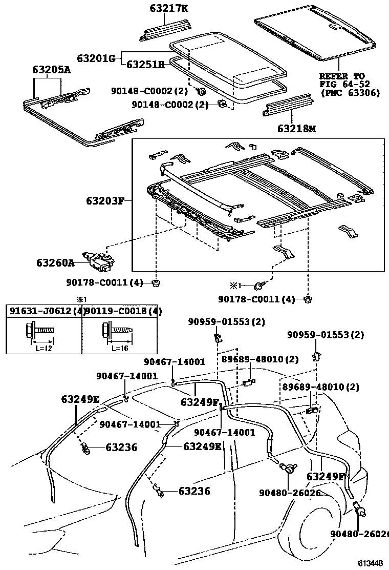 Toyota RAV4 天窗板和背板 EPC diagram — 613448