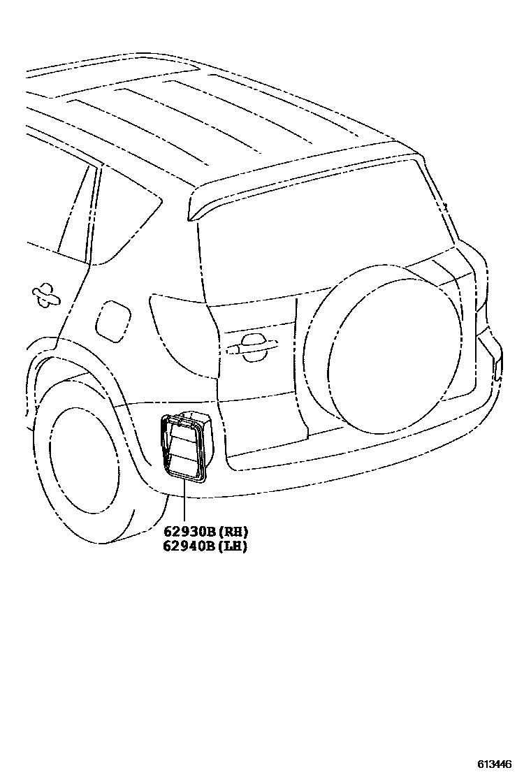 Toyota RAV4 后通风装置和车顶通风装置 EPC diagram — 613446