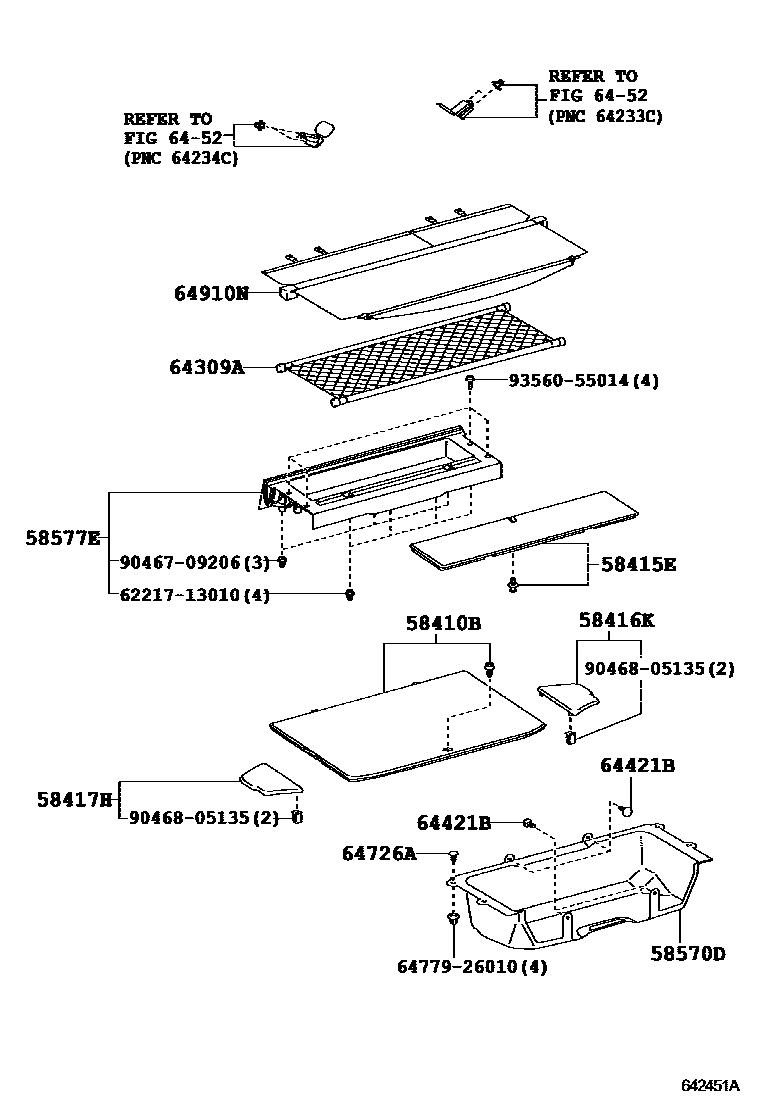 Toyota RAV4 底板和底板装饰罩 EPC diagram — 642451A
