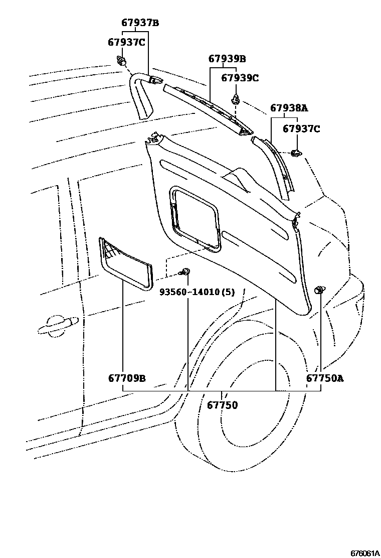 Toyota RAV4 背门板和背门玻璃 EPC diagram — 676061A